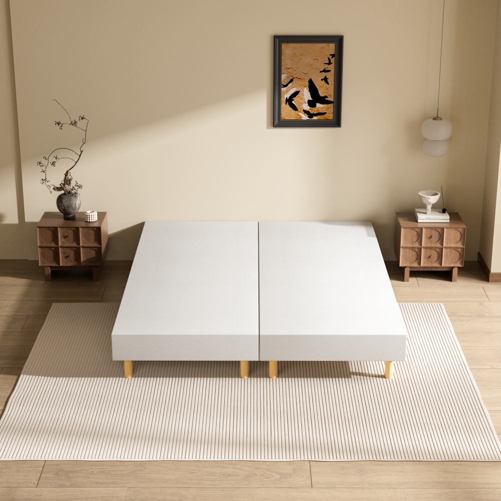 DEWINNER Sommier Tapissier Sommier Lit Simple 6 Pieds Surmatelas en Mousse Haute Densité Hauteur avec Pieds 29 CM