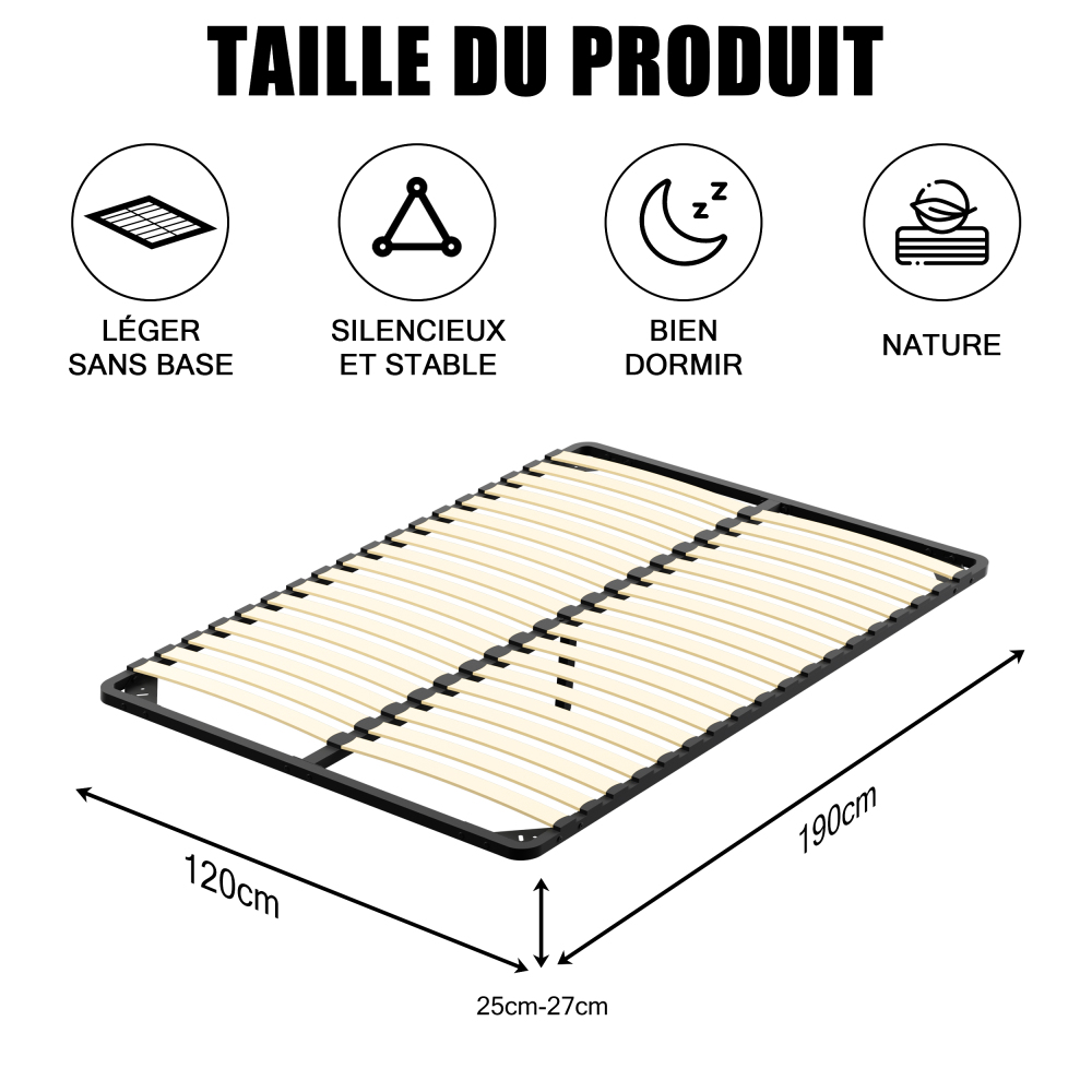 DEWINNER Slatted Bed Base for Adults | Single Bed Frame, 18 Slats, Sturdy Comfortable Structure, Fast Simple Assembly