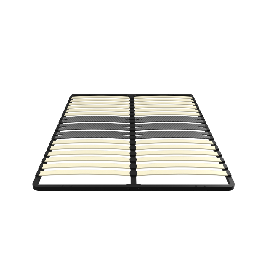 DEWINNER Poplar Slatted Bed Base | Black Reinforced Frame, Tool-Free Assembly, Boxspring Compatible