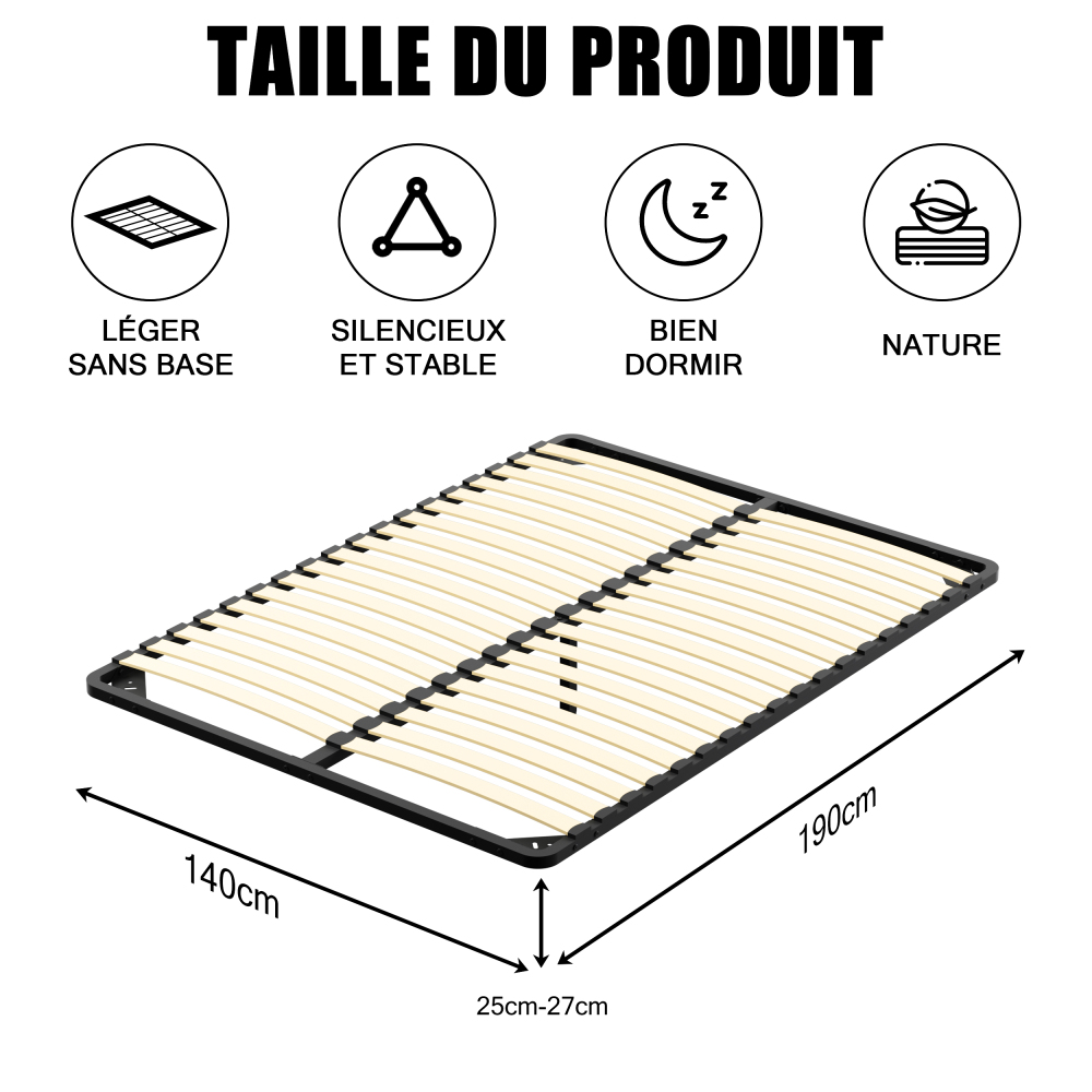 DEWINNER Slatted Bed Base for Adults | Single Bed Frame, 18 Slats, Sturdy Comfortable Structure, Fast Simple Assembly