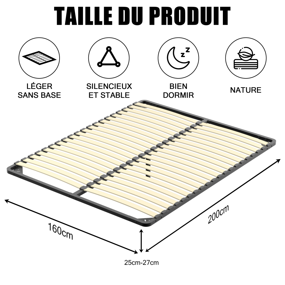 DEWINNER Slatted Bed Base for Adults | Single Bed Frame, 18 Slats, Sturdy Comfortable Structure, Fast Simple Assembly