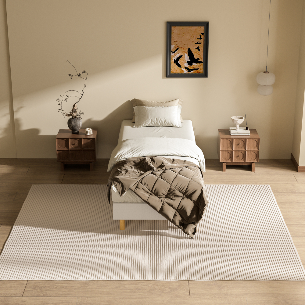 DEWINNER Sommier Tapissier Sommier Lit Simple 6 Pieds Surmatelas en Mousse Haute Densité Hauteur avec Pieds 29 CM