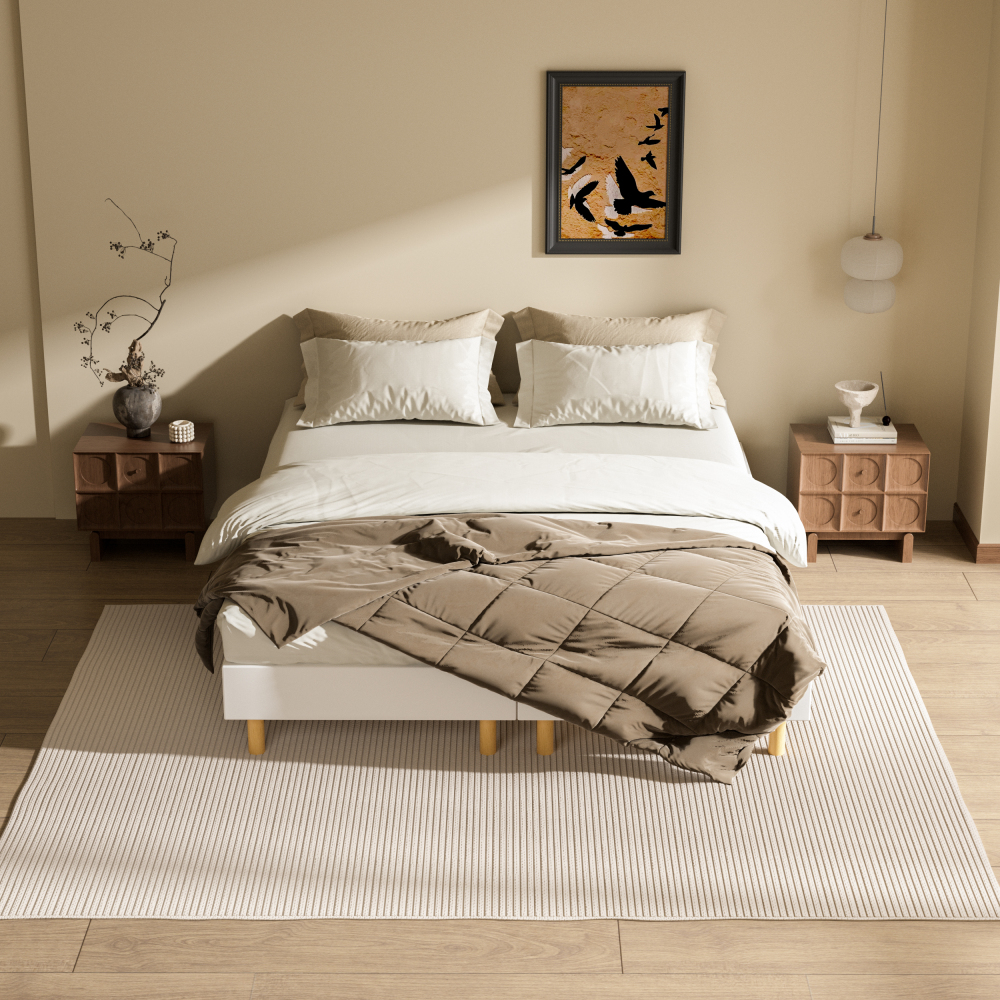 DEWINNER Sommier Tapissier Sommier Lit Simple 6 Pieds Surmatelas en Mousse Haute Densité Hauteur avec Pieds 29 CM