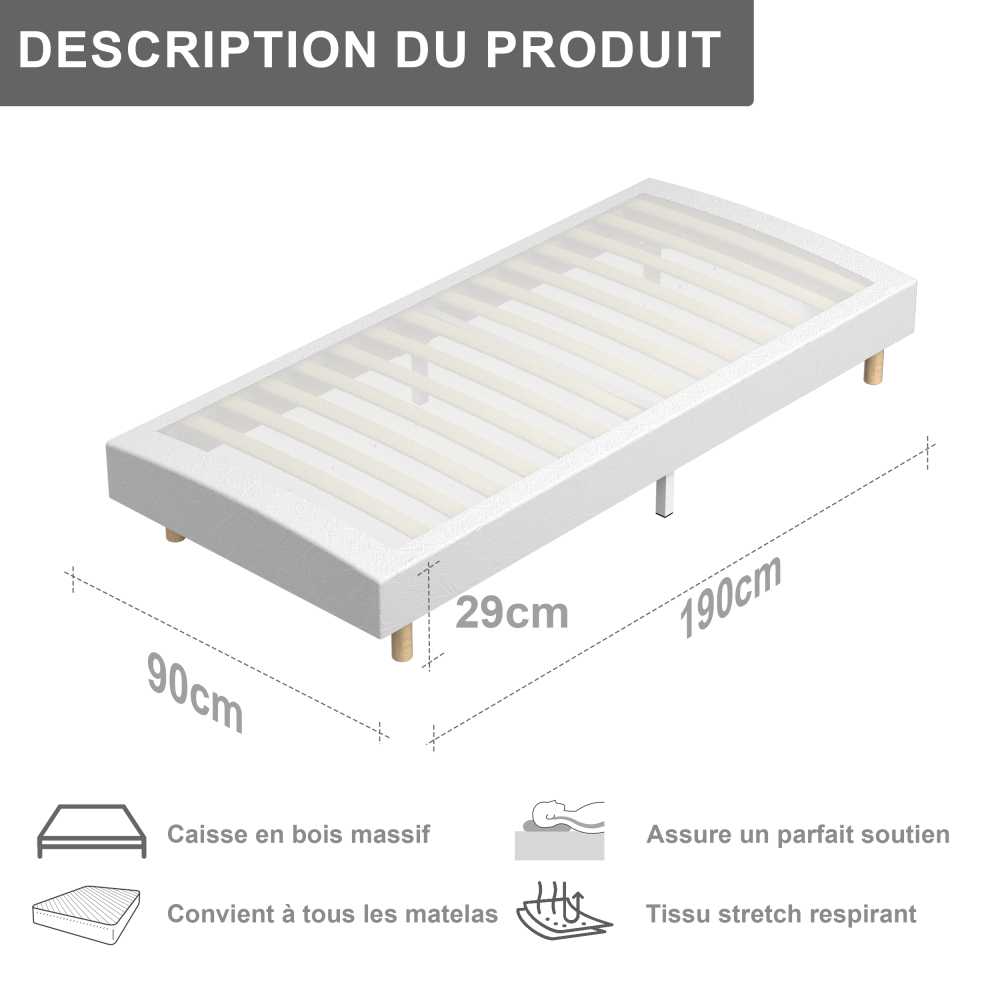 DEWINNER Single Slatted Bed Base,14 Slats, 29cm Height for Adults & Students