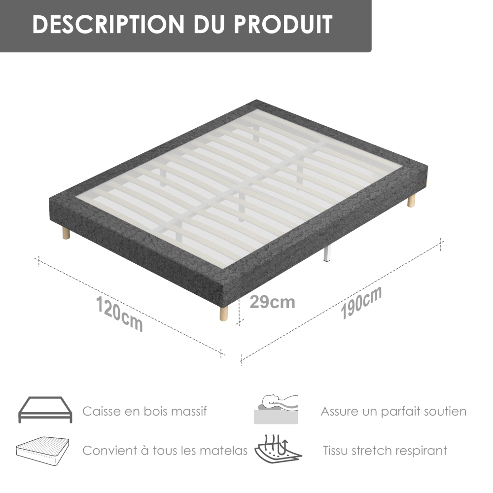DEWINNER Single Slatted Bed Base,14 Slats, 29cm Height for Adults & Students