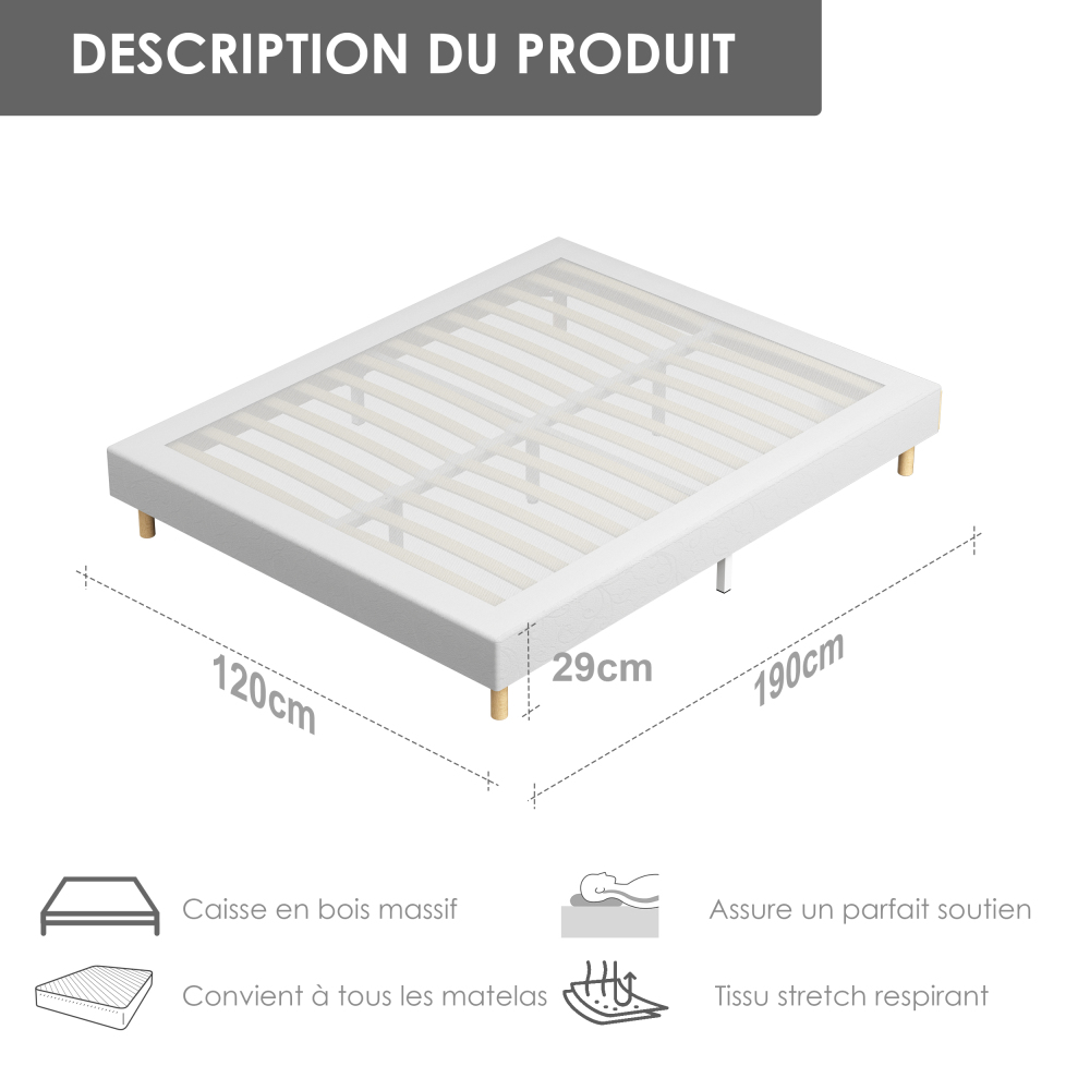 DEWINNER Single Slatted Bed Base,14 Slats, 29cm Height for Adults & Students
