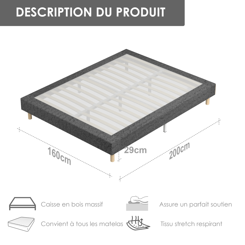 DEWINNER Single Slatted Bed Base,14 Slats, 29cm Height for Adults & Students