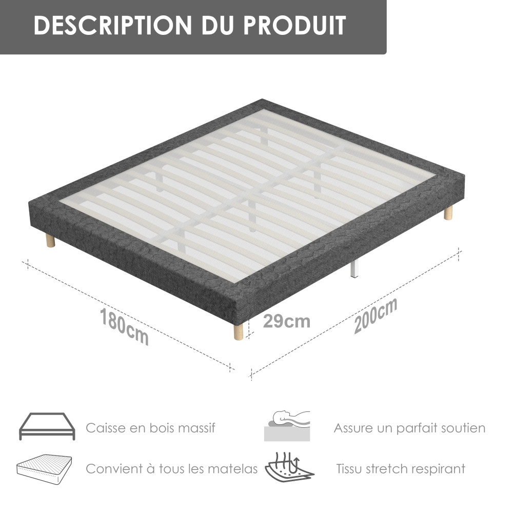 DEWINNER Single Slatted Bed Base,14 Slats, 29cm Height for Adults & Students