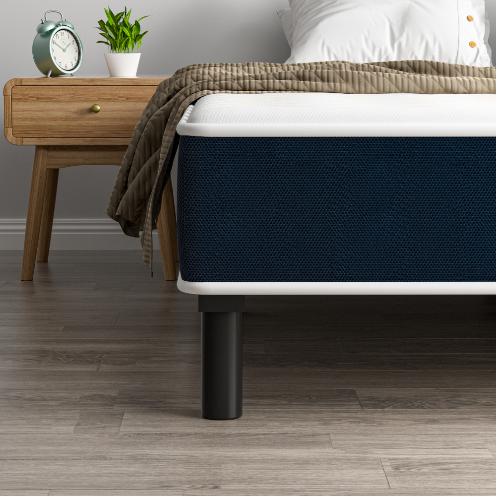 Mattress & Bed Base Set | Pocket Spring Mattress + Sturdy Metal Bed Frame with 6 Legs, Complete Bed,  High Resilience & Breathable