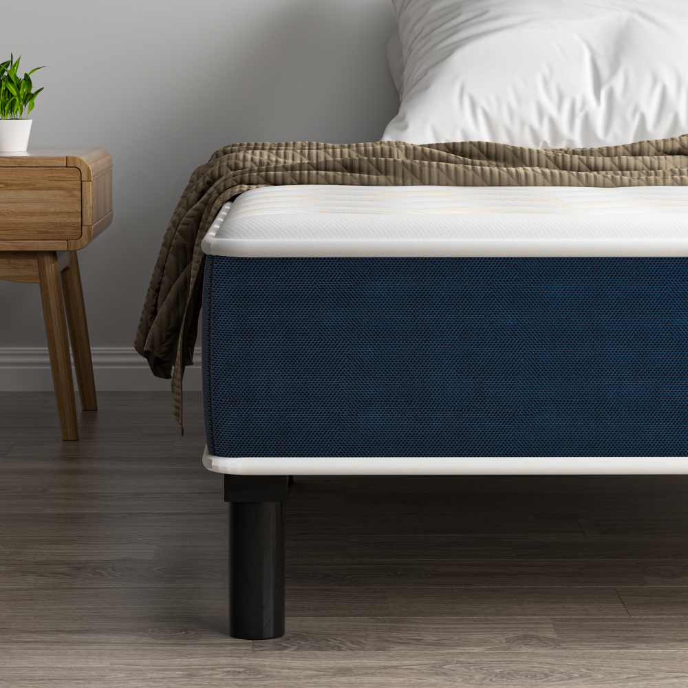 Mattress & Bed Base Set | Pocket Spring Mattress + Sturdy Metal Bed Frame with 6 Legs, Complete Bed,  High Resilience & Breathable