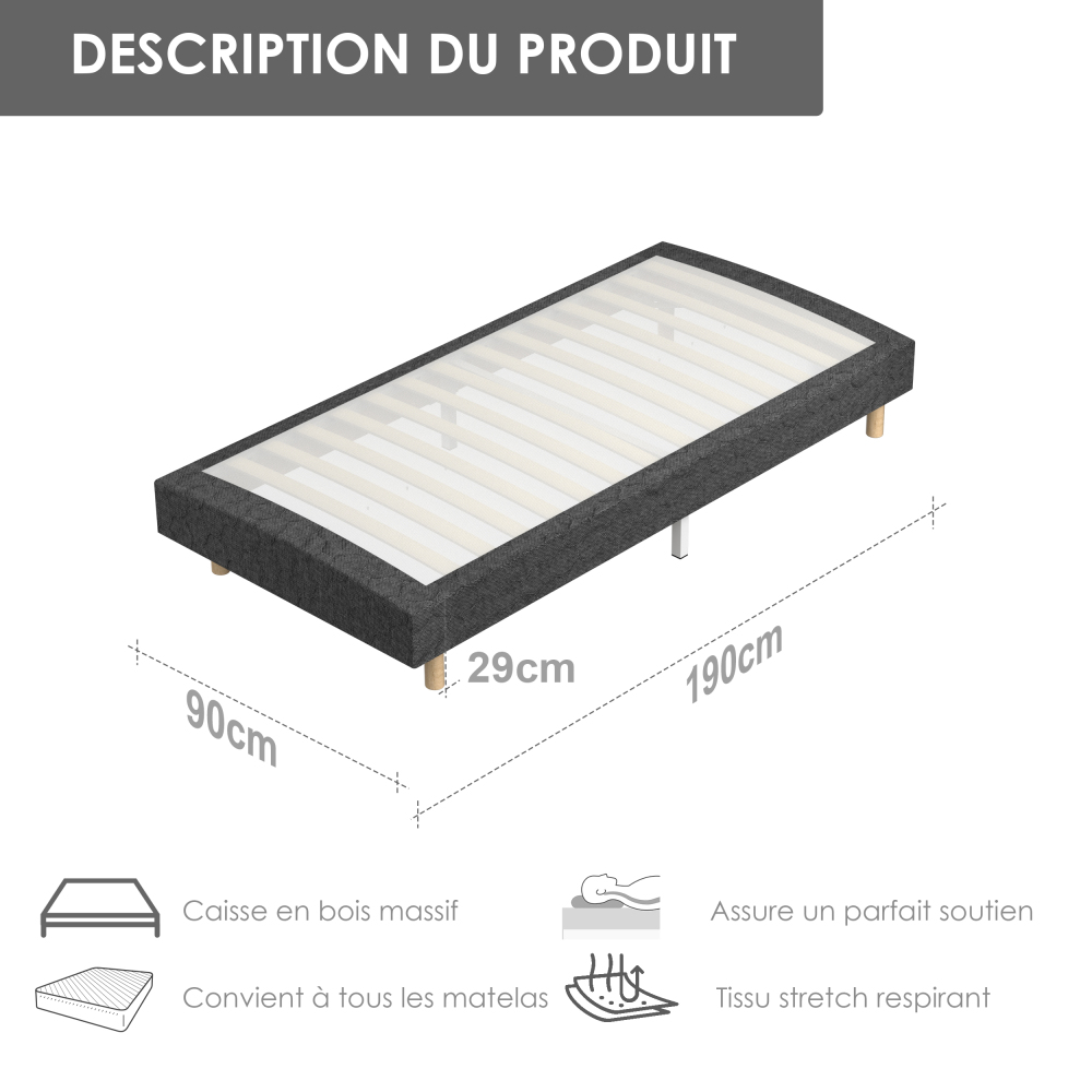 DEWINNER Single Slatted Bed Base,14 Slats, 29cm Height for Adults & Students