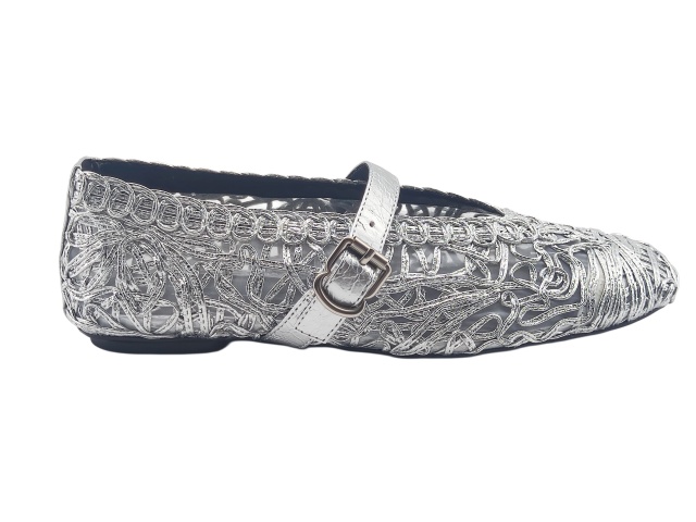 Silver Hollow Woven Mary Jane Flats,MY SHOP,Silver Hollow Woven Mary Jane Flats