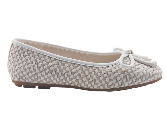 Two-Tone Woven Bow Ballet Flats,MY SHOP,Two-Tone Woven Bow Ballet Flats