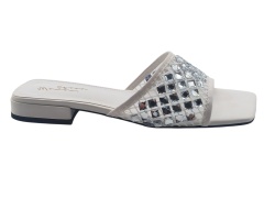 Mesh Rhinestone Square Slide Sandals,MY SHOP,Mesh Rhinestone Square Slide Sandals
