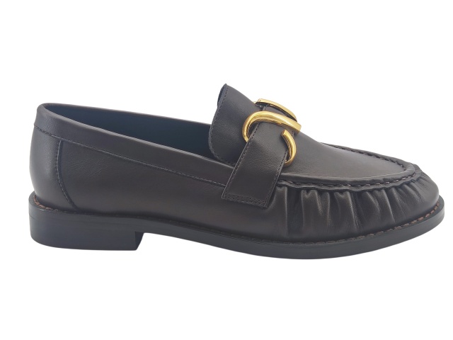 Dark Brown Gold Horsebit Loafers,MY SHOP,Dark Brown Gold Horsebit Loafers