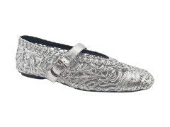 Silver Hollow Woven Mary Jane Flats,MY SHOP,Silver Hollow Woven Mary Jane Flats