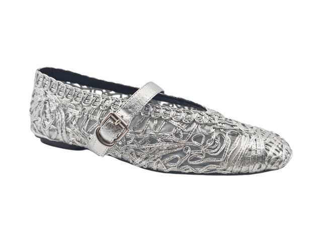 Silver Hollow Woven Mary Jane Flats,MY SHOP,Silver Hollow Woven Mary Jane Flats