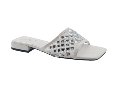 Mesh Rhinestone Square Slide Sandals,MY SHOP,Mesh Rhinestone Square Slide Sandals