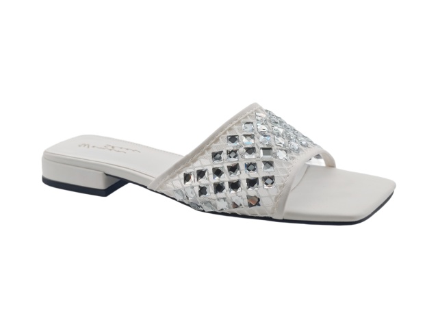 Mesh Rhinestone Square Slide Sandals,MY SHOP,Mesh Rhinestone Square Slide Sandals