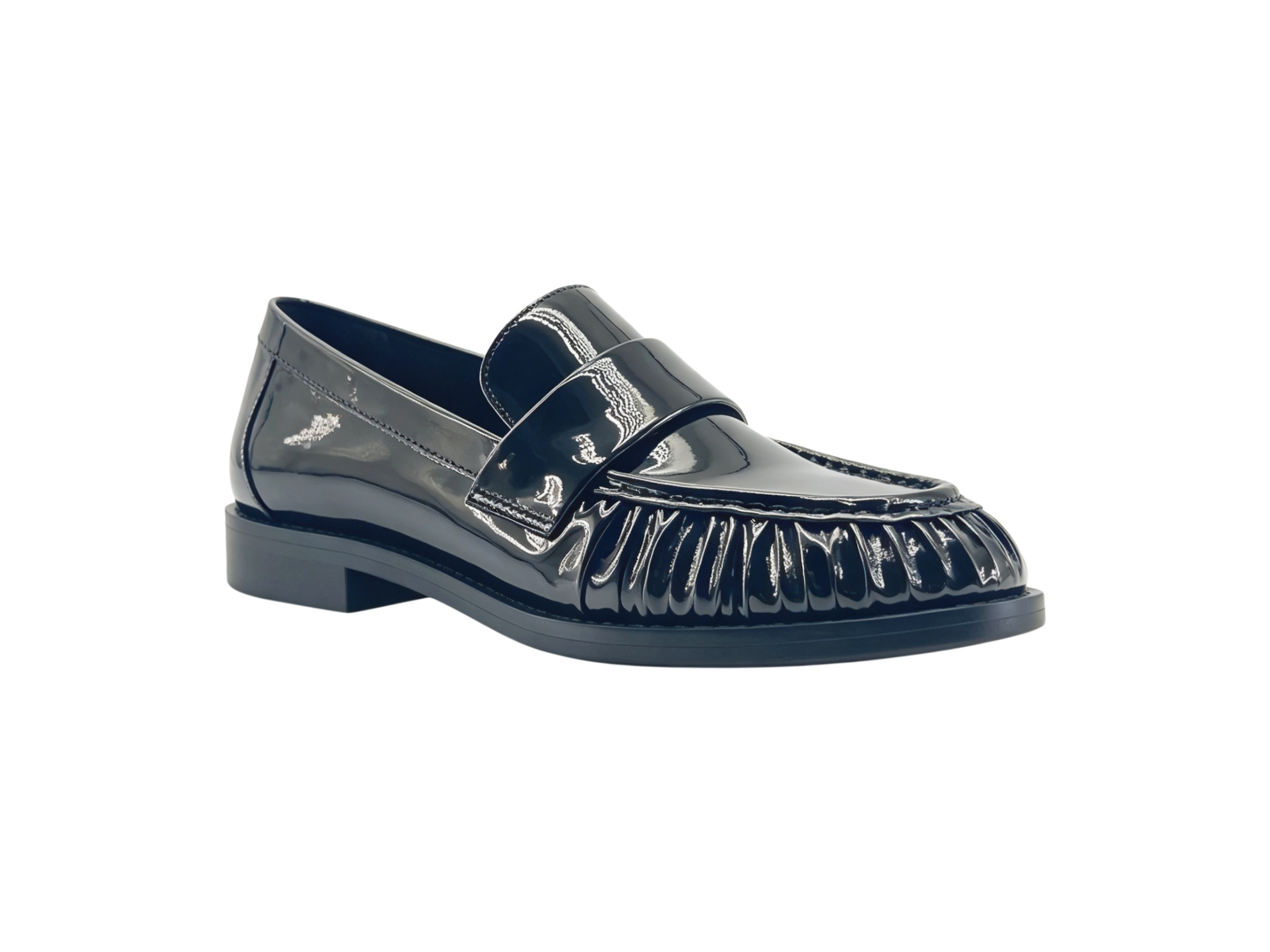 Black Patent Ruched Loafers,MY SHOP,Black Patent Ruched Loafers