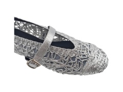 Silver Hollow Woven Mary Jane Flats,MY SHOP,Silver Hollow Woven Mary Jane Flats