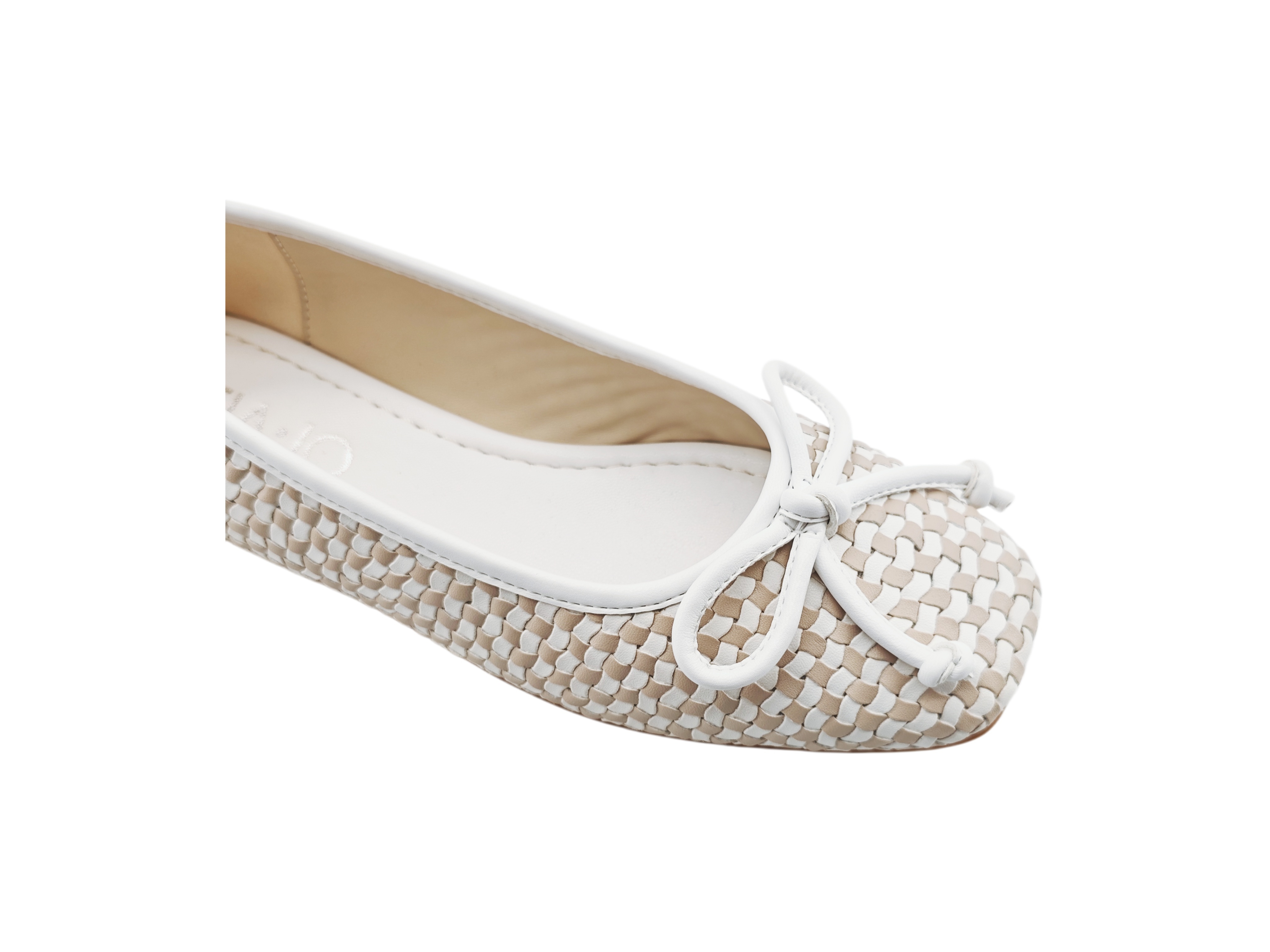 Two-Tone Woven Bow Ballet Flats,MY SHOP,Two-Tone Woven Bow Ballet Flats