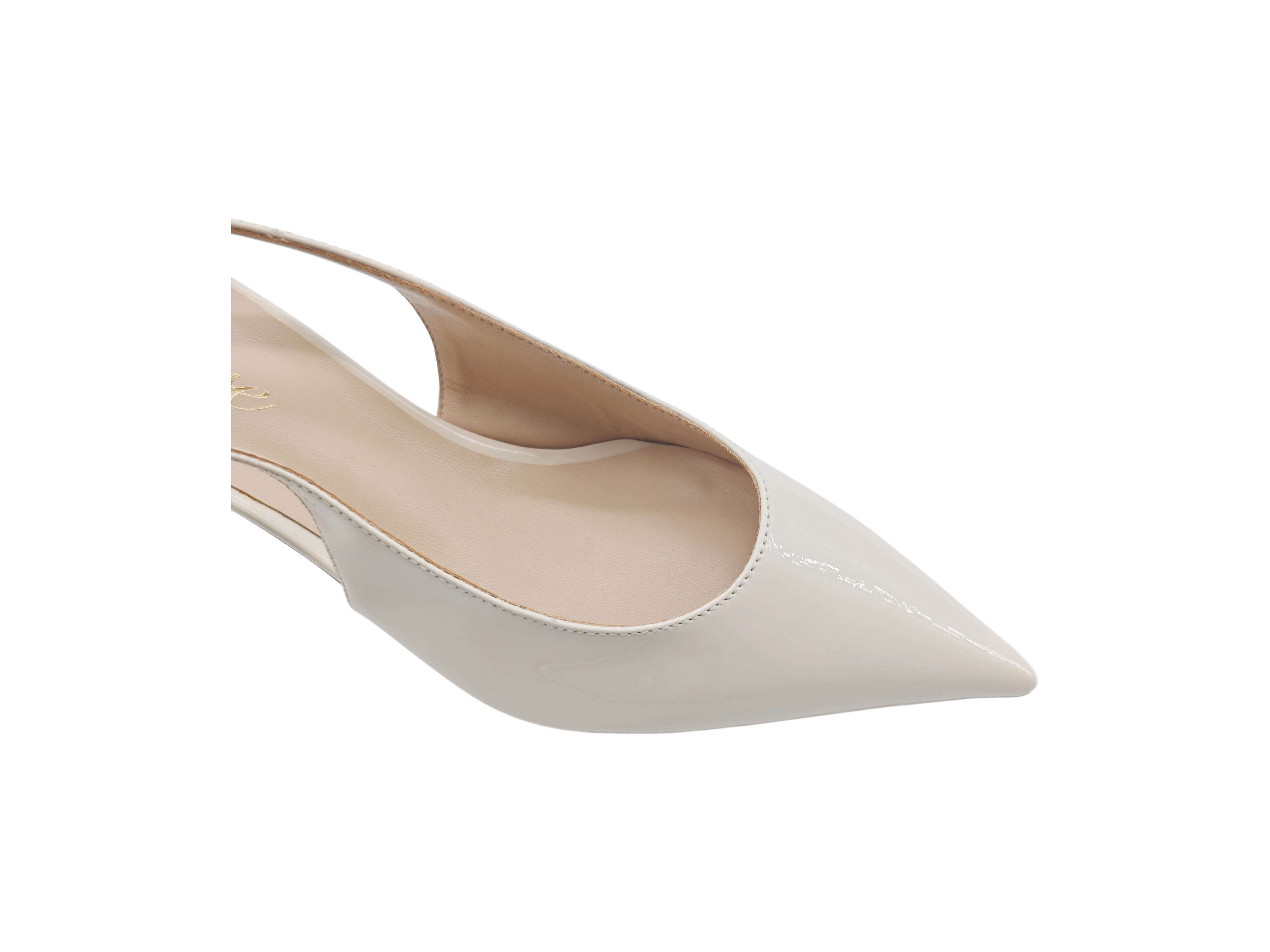 Off White Patent Slingback Pumps,MY SHOP,Off White Patent Slingback Pumps