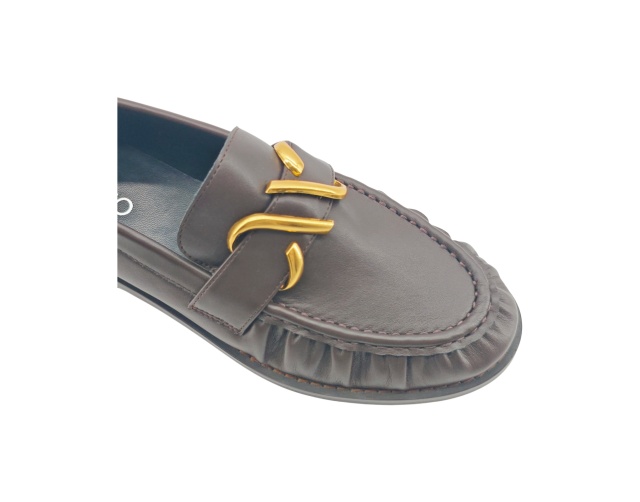 Dark Brown Gold Horsebit Loafers,MY SHOP,Dark Brown Gold Horsebit Loafers