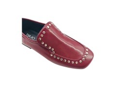 Burgundy Studded Leather Loafers,MY SHOP,Burgundy Studded Leather Loafers
