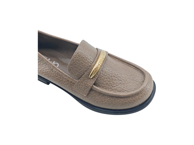 Grain Leather Gold Bar Loafers,MY SHOP,Grain Leather Gold Bar Loafers