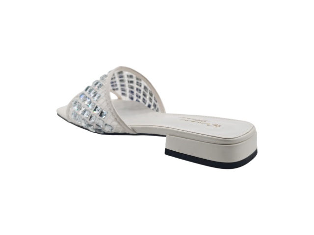 Mesh Rhinestone Square Slide Sandals,MY SHOP,Mesh Rhinestone Square Slide Sandals