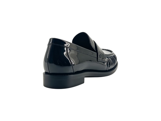 Black Patent Ruched Loafers,MY SHOP,Black Patent Ruched Loafers