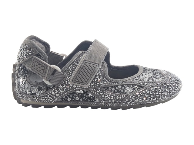 Silver Sequin Double Strap Mary Jane Sneakers,COSMO Footwear,Silver Sequin Double Strap Mary Jane Sneakers