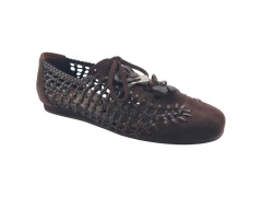 Dark Brown Woven Cutout Lace Flats,COSMO Footwear,Dark Brown Woven Cutout Lace Flats