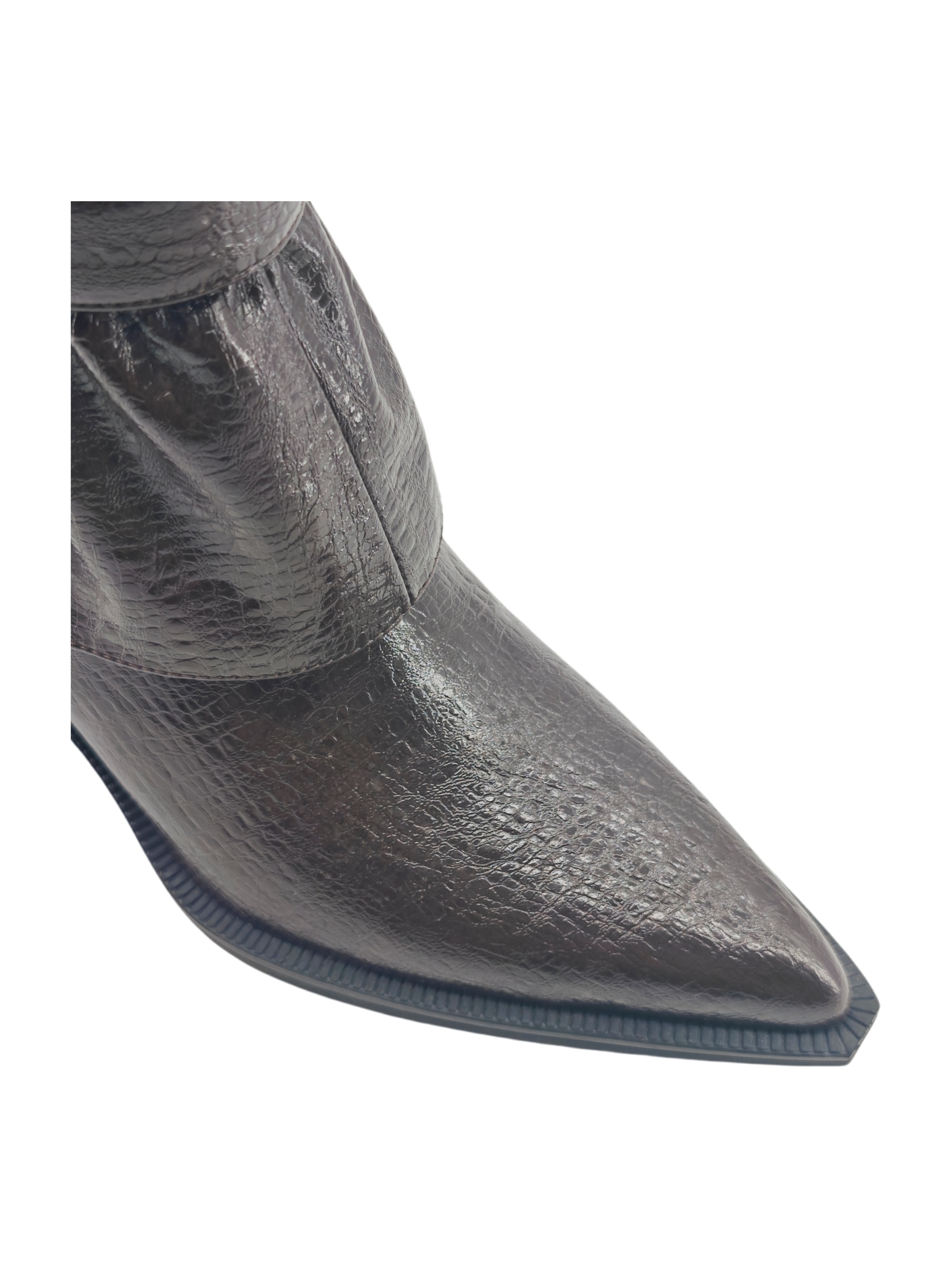 Black Croc Buckle Block Heel Ankle Boots,COSMO Footwear,Black Croc Buckle Block Heel Ankle Boots