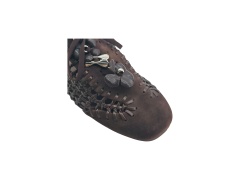 Dark Brown Woven Cutout Lace Flats,COSMO Footwear,Dark Brown Woven Cutout Lace Flats