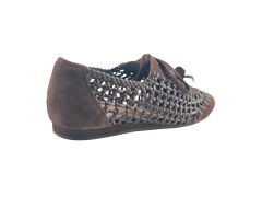 Dark Brown Woven Cutout Lace Flats,COSMO Footwear,Dark Brown Woven Cutout Lace Flats