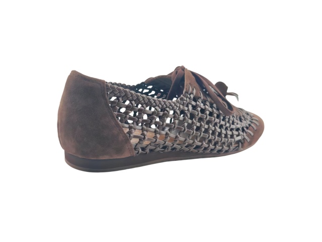 Dark Brown Woven Cutout Lace Flats,COSMO Footwear,Dark Brown Woven Cutout Lace Flats