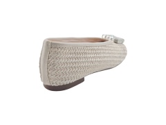 Beige Raffia Rhinestone Square Buckle Ballet Flats,COSMO Footwear,Beige Raffia Rhinestone Square Buckle Ballet Flats