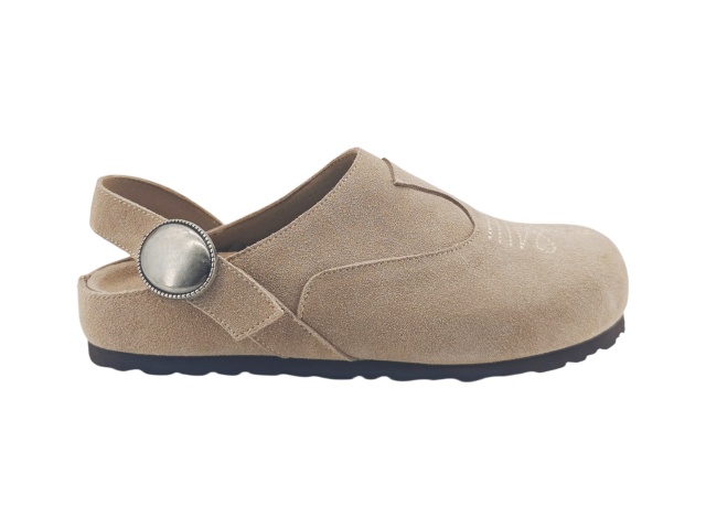 Khaki Suede Slingback Birken Clogs,COSMO Footwear,Khaki Suede Slingback Birken Clogs