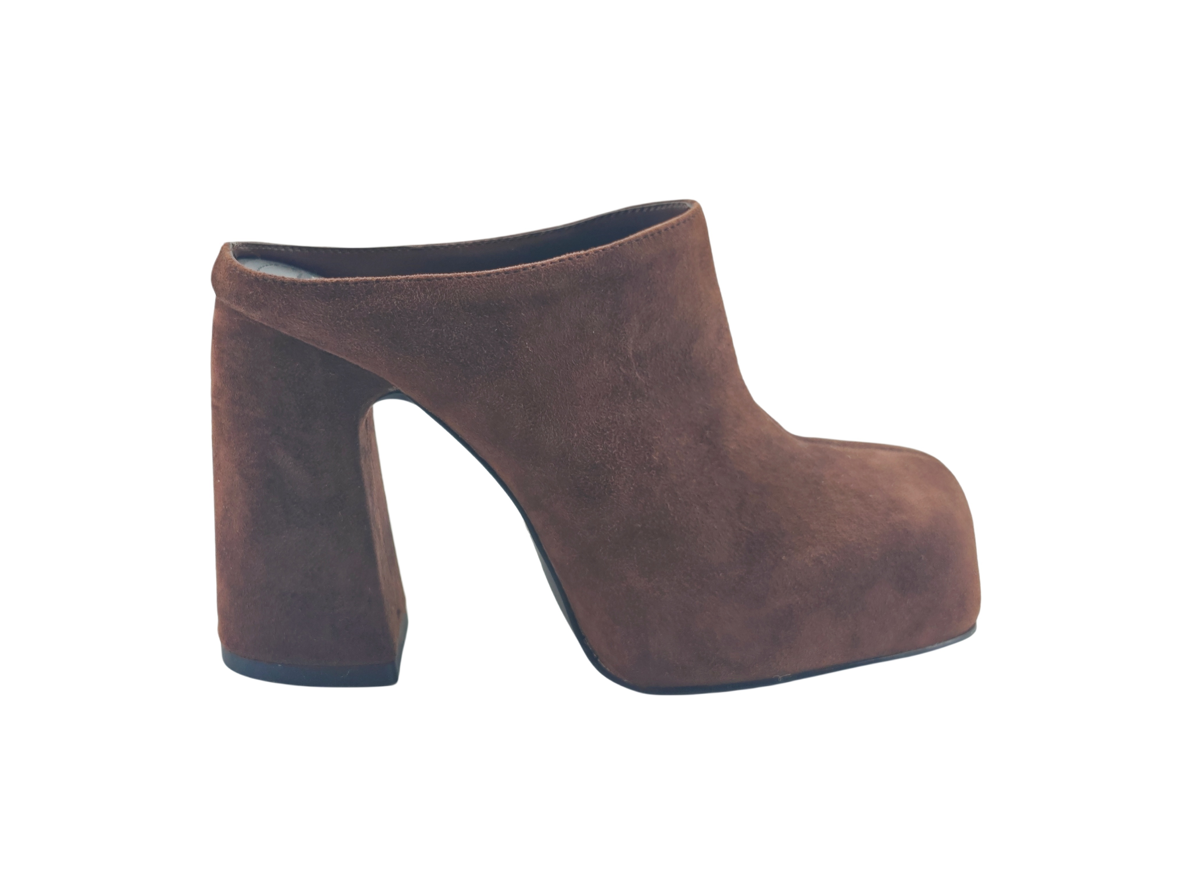 Dark Brown Suede Block Heel Platform Mules,COSMO Footwear,Dark Brown Suede Block Heel Platform Mule Boots