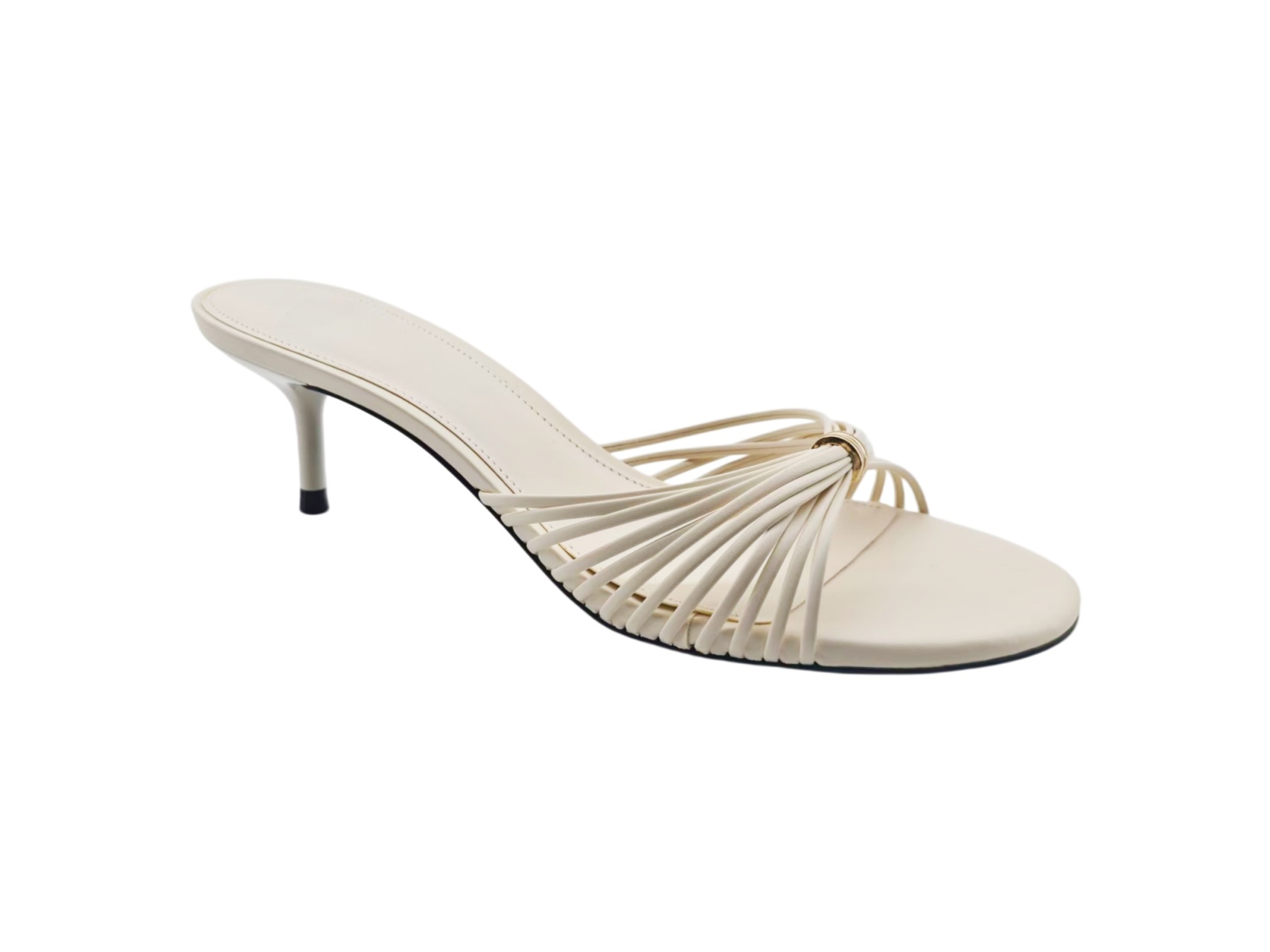 White Strappy Stiletto Slide Sandals,COSMO Footwear,White Strappy Stiletto Slide Sandals
