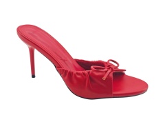 Red Ruched Bow Stiletto Mules,COSMO Footwear,Red Ruched Bow Stiletto Mules