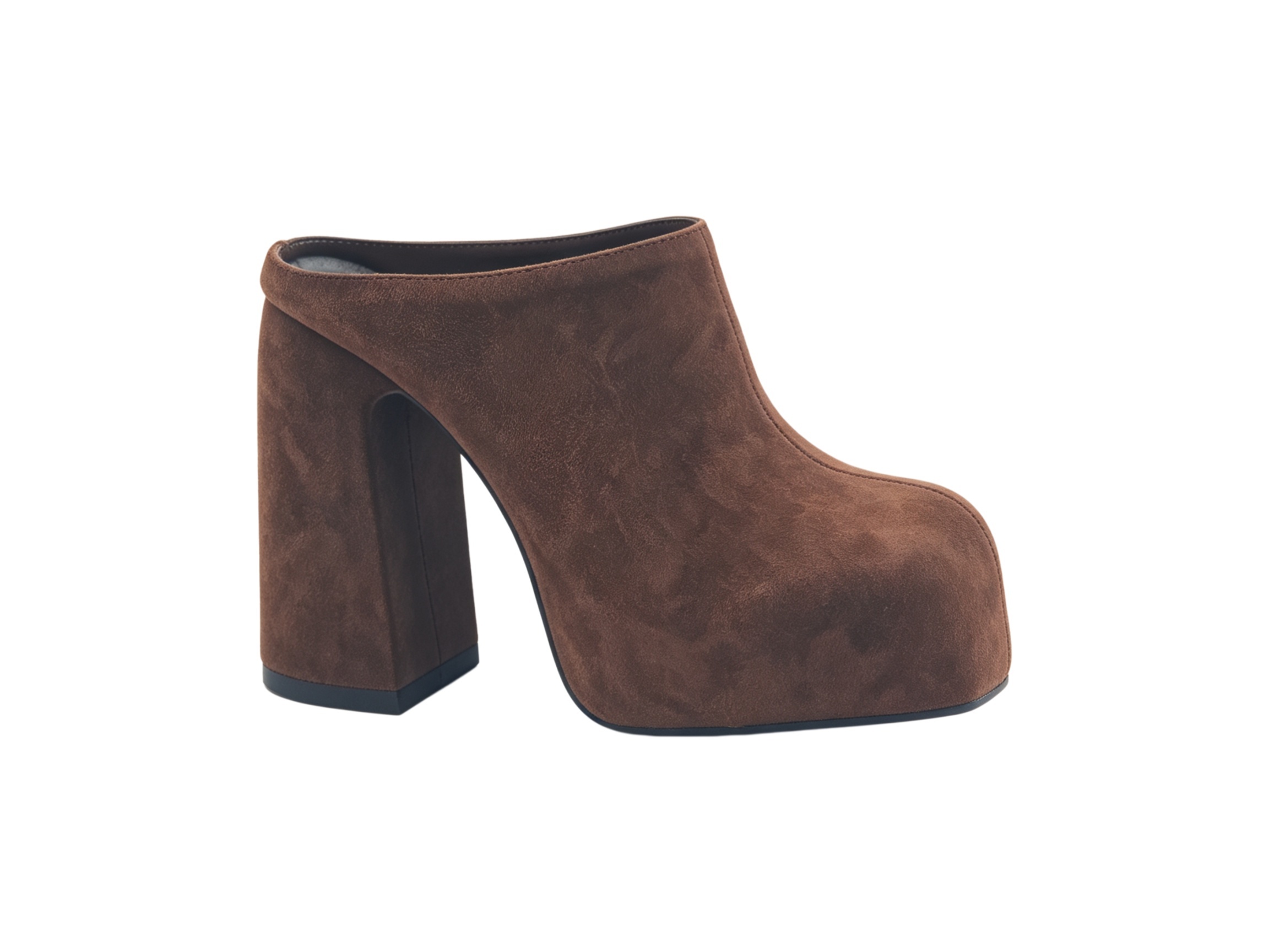 Dark Brown Suede Block Heel Platform Mules,COSMO Footwear,Dark Brown Suede Block Heel Platform Mule Boots