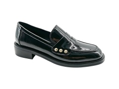 Black Patent Crystal Stud Loafers,COSMO Footwear,Black Patent Crystal Stud Loafers