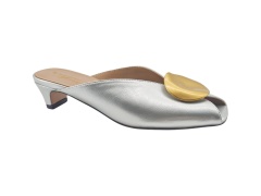 Silver Gold Accent Kitten Heel Mules,COSMO Footwear,Silver Gold Accent Kitten Heel Mules