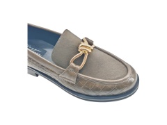 Grey Croc Gold Horsebit Loafers,COSMO Footwear,Grey Croc Gold Horsebit Loafers