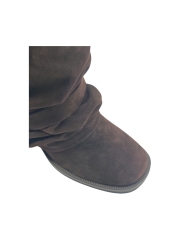 Dark Suede Fringe Multi Buckle Slouch Tall Boots,COSMO Footwear,Dark Suede Fringe Multi Buckle Slouch Tall Boots-COSMO Footwear