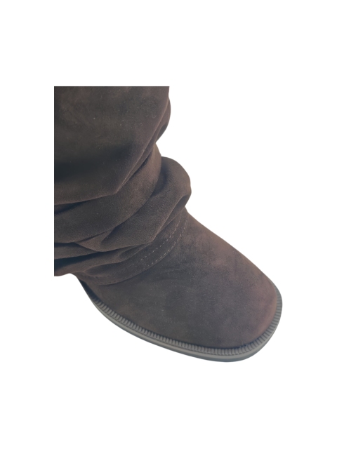 Dark Suede Fringe Multi Buckle Slouch Tall Boots,COSMO Footwear,Dark Suede Fringe Multi Buckle Slouch Tall Boots-COSMO Footwear
