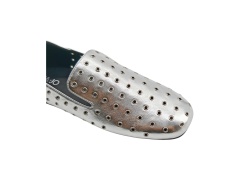 Silver Metallic Eyelet Slip On Loafers,COSMO Footwear,Silver Metallic Eyelet Slip On Loafers